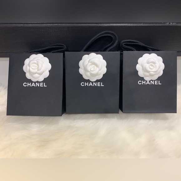 Set of 3 Chanel Shopping Bags Black authentic - Picture 2 of 5